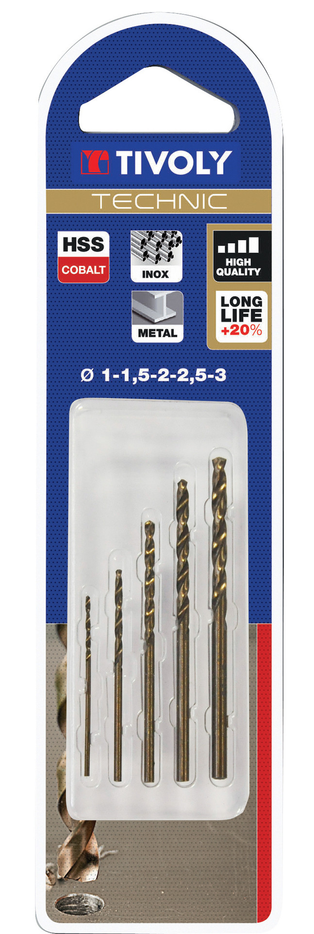 Coffret de 5 forets technic métal, Diam.1 à 3 mm TIVOLY 11.46857