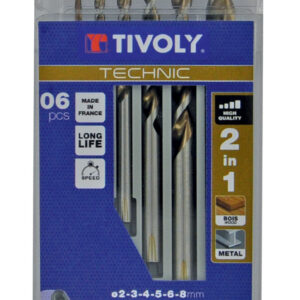 Coffret de 6 foret technic multimatériau TIVOLY 10.80447, Diam.4-5-6-8-10 mm