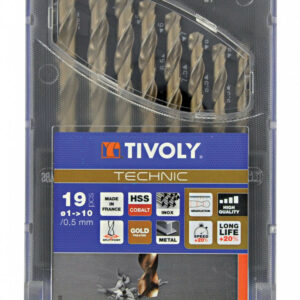 Coffret forets TECHNIC HSS 19 pièces métal, Diam.1 à 10 mm TIVOLY