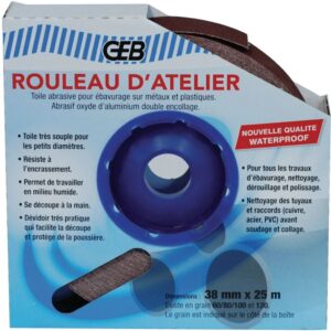Toile abrasive grain 80 rouleaux de 25 m x 38 mm GEB - 836002