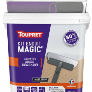 Kit enduit de lissage avec outils TOUPRET Magic' mur degrade 12 kg pate allegee