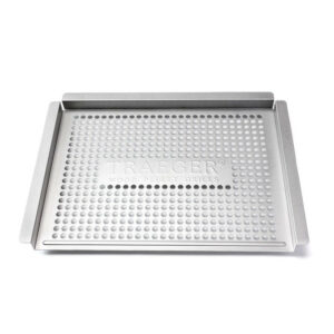 Panier de cuisson inox pour barbecue - bords surélevés - 40 x 29 cm - 1,10 kg