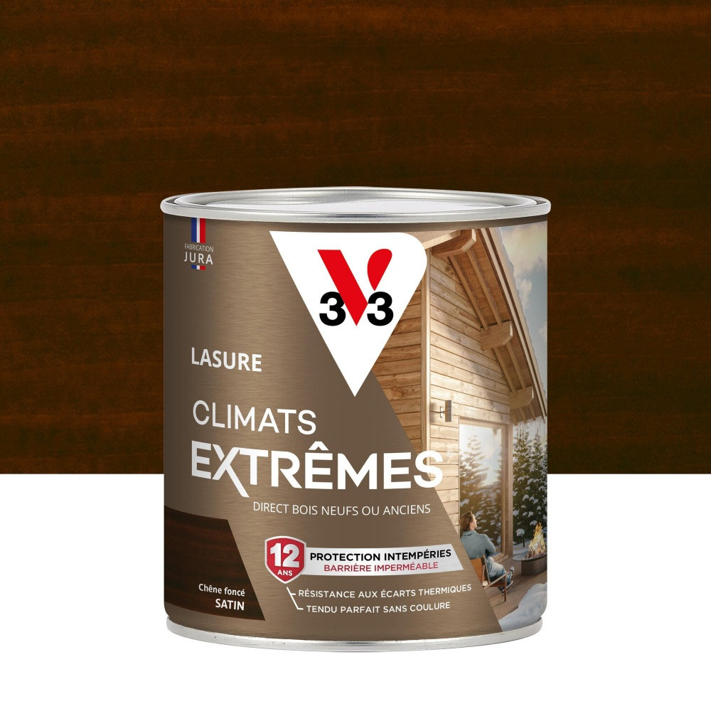 Lasure V33 Climats extrêmes 12 ans chêne foncé satiné 0.75 l