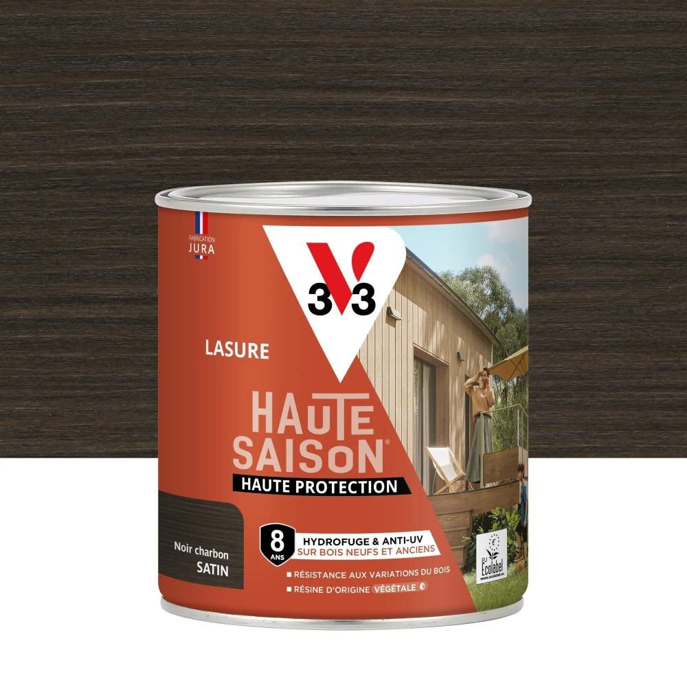 Lasure V33 Haute protection 8 ans noir charbon satiné 0.75 l