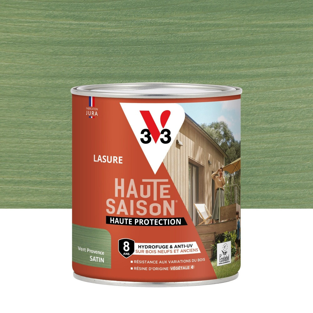 Lasure V33 Haute saison 8 ans vert provence satiné 0.75 l