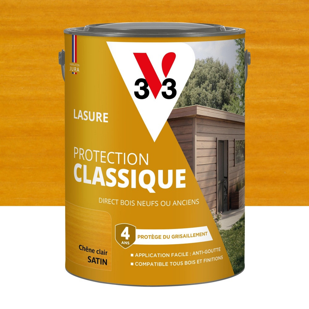 Lasure V33 Protection classique 4 ans chêne clair satiné 5 l