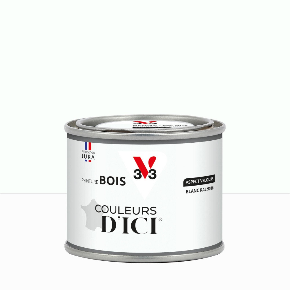 Peinture extérieure bois V33 Couleurs d'ici, blanc ral 9016 velours 0.125l