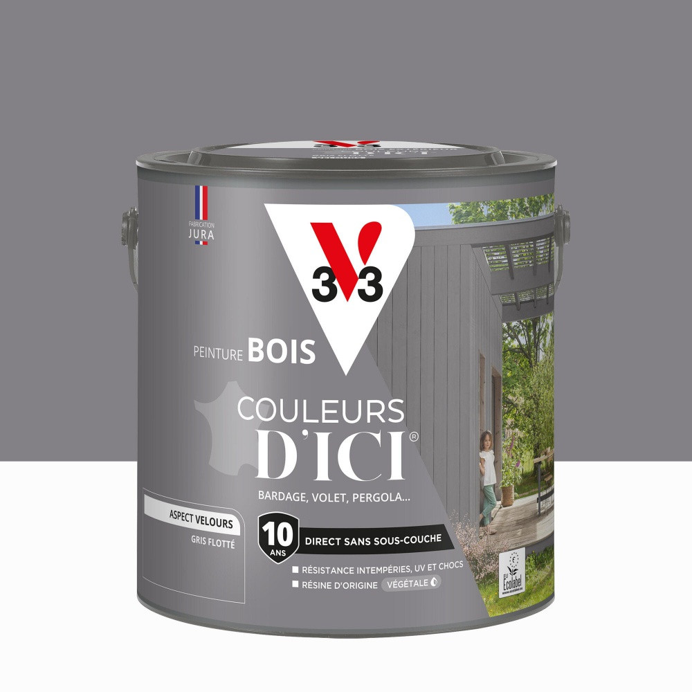 Peinture extérieure bois V33 Couleurs d'ici, gris flotté velours 2l