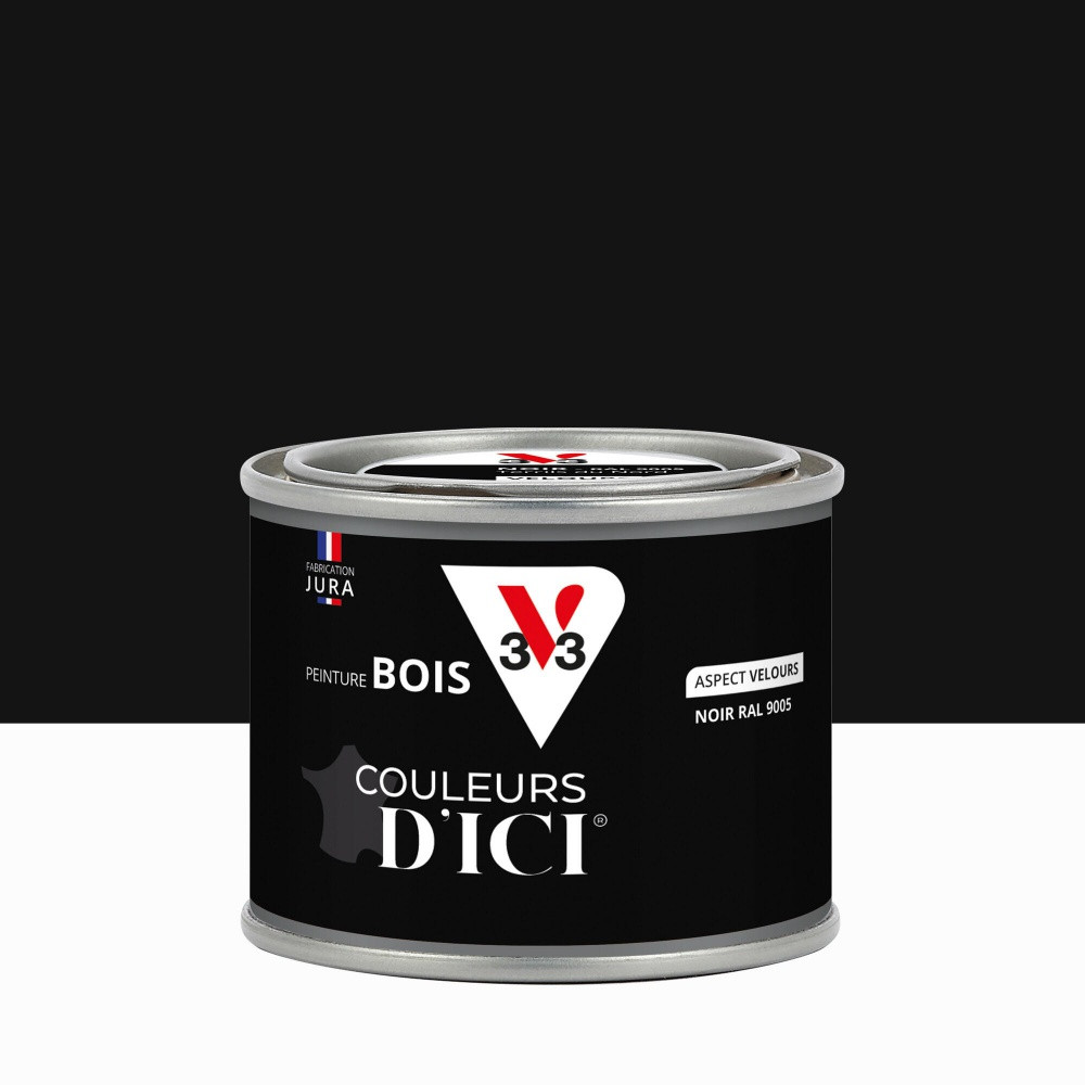 Peinture extérieure bois V33 Couleurs d'ici, noir ral 9005 velours 0.125l