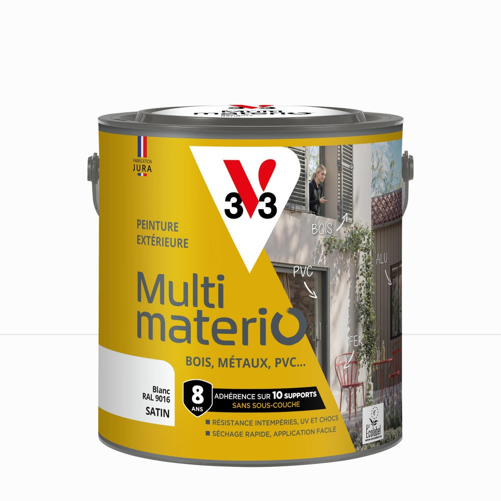 Peinture multimateriaux exterieure Multimaterio V33 blanc satine 2 l