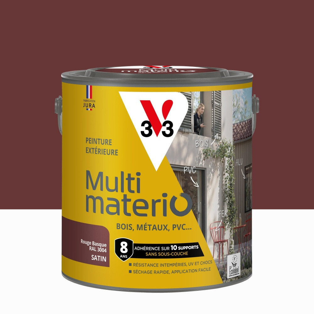 Peinture multimateriaux exterieure Multimaterio V33 rouge basque satine 2 l