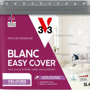 Peinture mur et plafond, boiserie blanc velours V33 Easy cover 5l