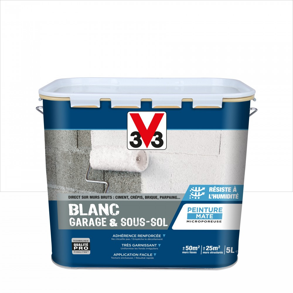 Peinture mur V33 Garage&sous-sol blanc mat, 5 l