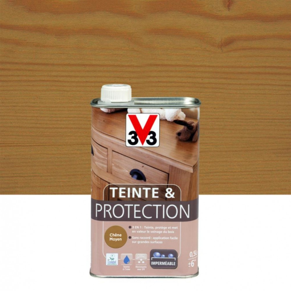 Teinte et protection V33, 0.5 l, chêne moyen mat