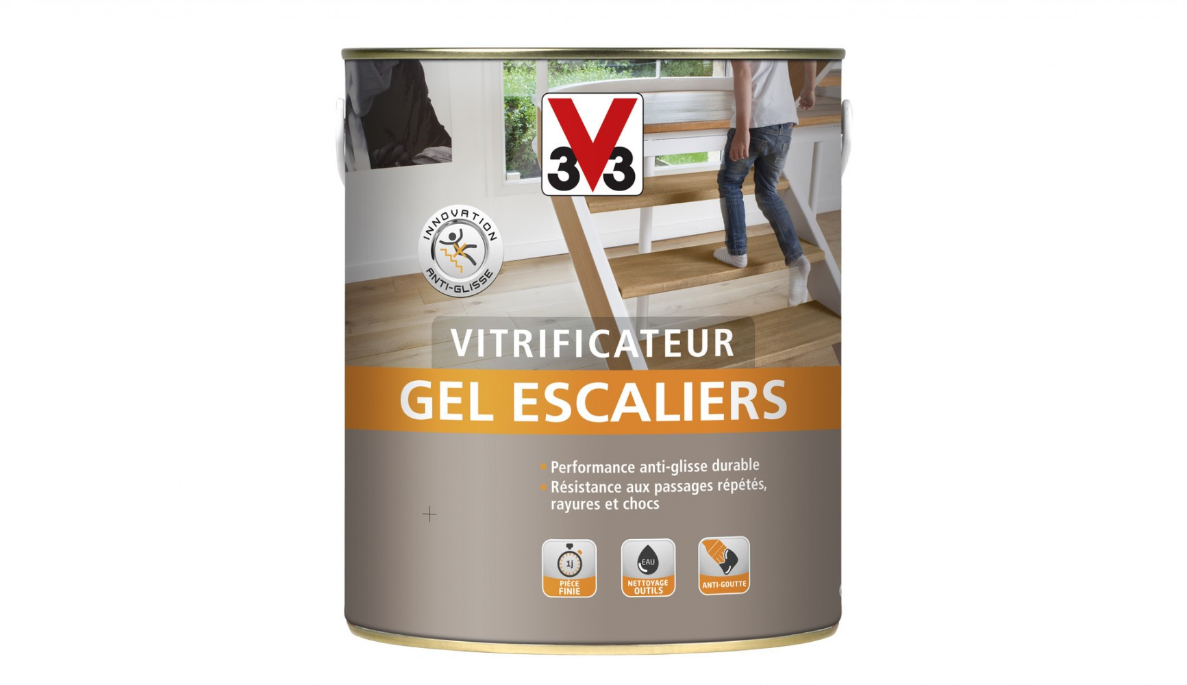 Vitrificateur gel escalier V33, incolore mat, 2.5 l