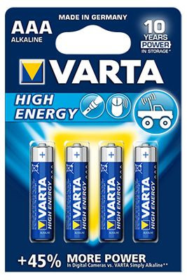 Carte de 4 piles HIGH ENERGY - 1,5 V LR3 / AAA