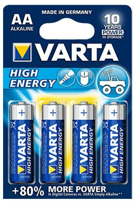 Carte de 4 piles HIGH ENERGY - 1,5 V LR6 / AA