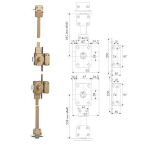 Verrou 4 points Zenith 1553 haut et bas à double entrée haut et bas cylindre de 45 mm droit ISEO 15530451.5
