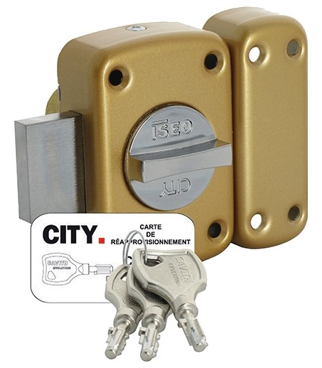 Verrou Arnov Cavith 4115 à bouton barette bronzé or ISEO 10740001