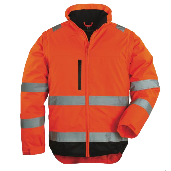 Veste de travail haute visibilité 2 en 1 HI-WAY manches amovibles orange fluo/noir TL COVERGUARD 7HWXOL