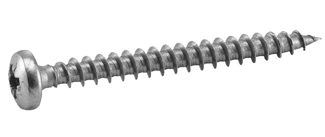 Vis à bois agloméré tête cylindrique bombée pozidrive inox A2 4,5X40 boîte de 200 ACTON 623064,5X40