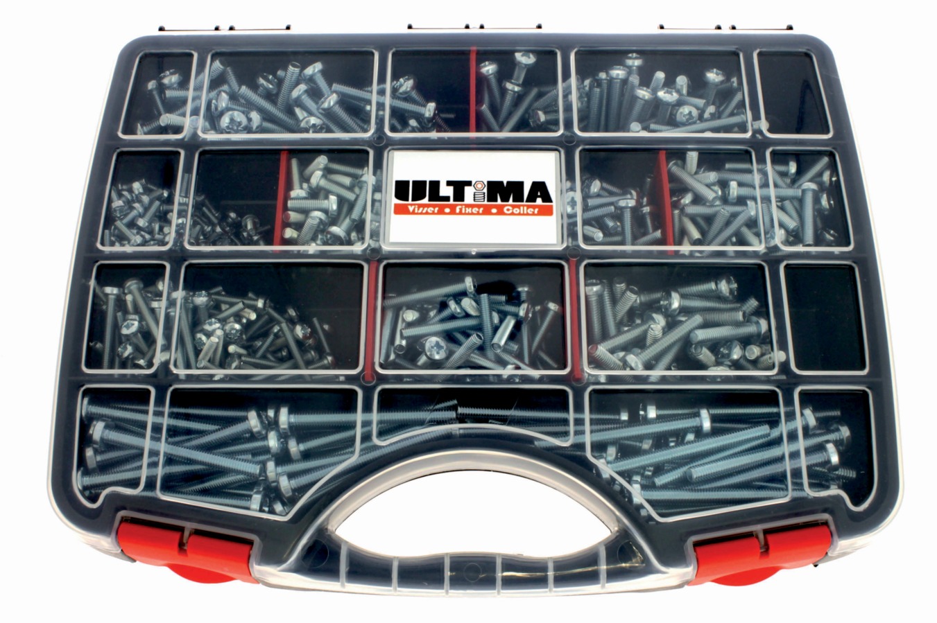 Vis à métaux tête cylindrique Pozidrive DIN 7985 zingué blanc coffret de 700 ULTIMA COF805