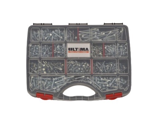Vis auto-perceuses à tête hexagonale acier zinguée blanc DIN 7504-K coffret de 905 ULTIMA COF155
