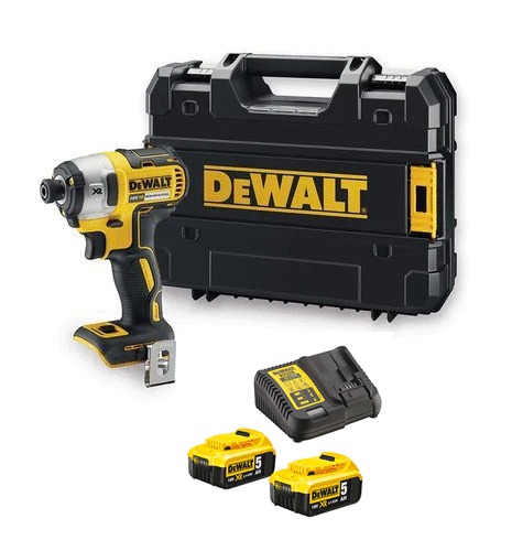 Visseuse à chocs 18V XR Brushless + 2 batteries 5 Ah + chargeur + coffret T-STAK DEWALT DCF887P2-QW