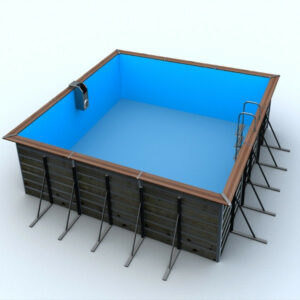 Piscine bois carrée 3,70 x 3,70 x H. 1,47 m - EGINE