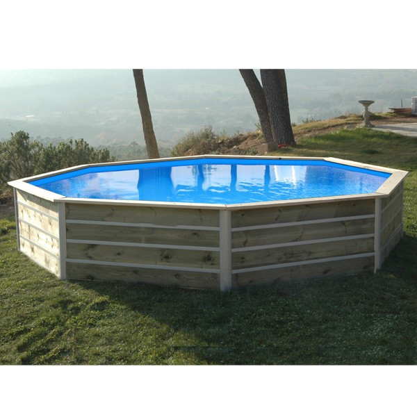 Piscine bois octogonale - 4,95 x 3,15 x H. 1,29 m SAINT BERNARD
