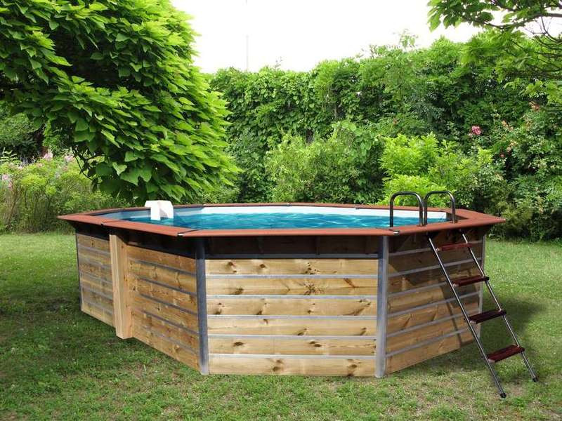 Piscine bois octogonale - 5,90 x 4,20 x H. 1,11 m LUCON