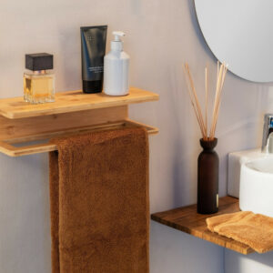 Etagère porte serviette fixation au choix Inbara 40cm bambou WENKO
