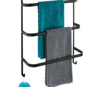 Porte-serviette mural barres et étagères 3barres à suspendre / à monter noir Irp