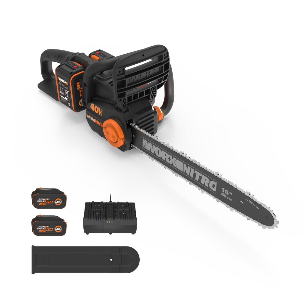 Tronçonneuse sur batterie WORX Wg385e.2 20 V, guide de 40 cm