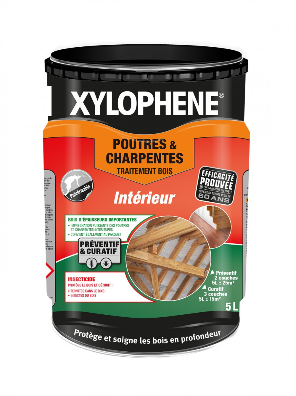 Traitement du bois poutre et charpente XYLOPHENE 20 ans, 5 l