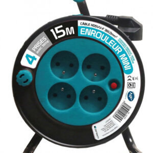 Enrouleur de câble électrique ménager avec terre L. 15 m ho5vvf 3g1, ZENITECH