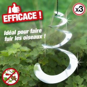 Ruban rotatif coloris argent réfléchisseur anti-oiseaux