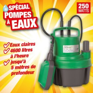 POMPE VIDE CAVE EAUX CLAIRES 250W AVEC FLOTTEUR