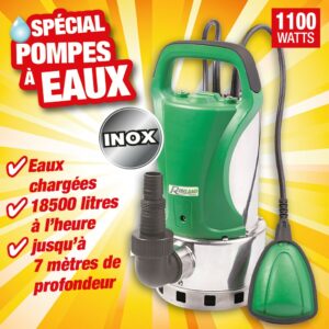 POMPE VIDE CAVE EAUX CHARGEES 1100W INOX AVEC FLOTTEUR