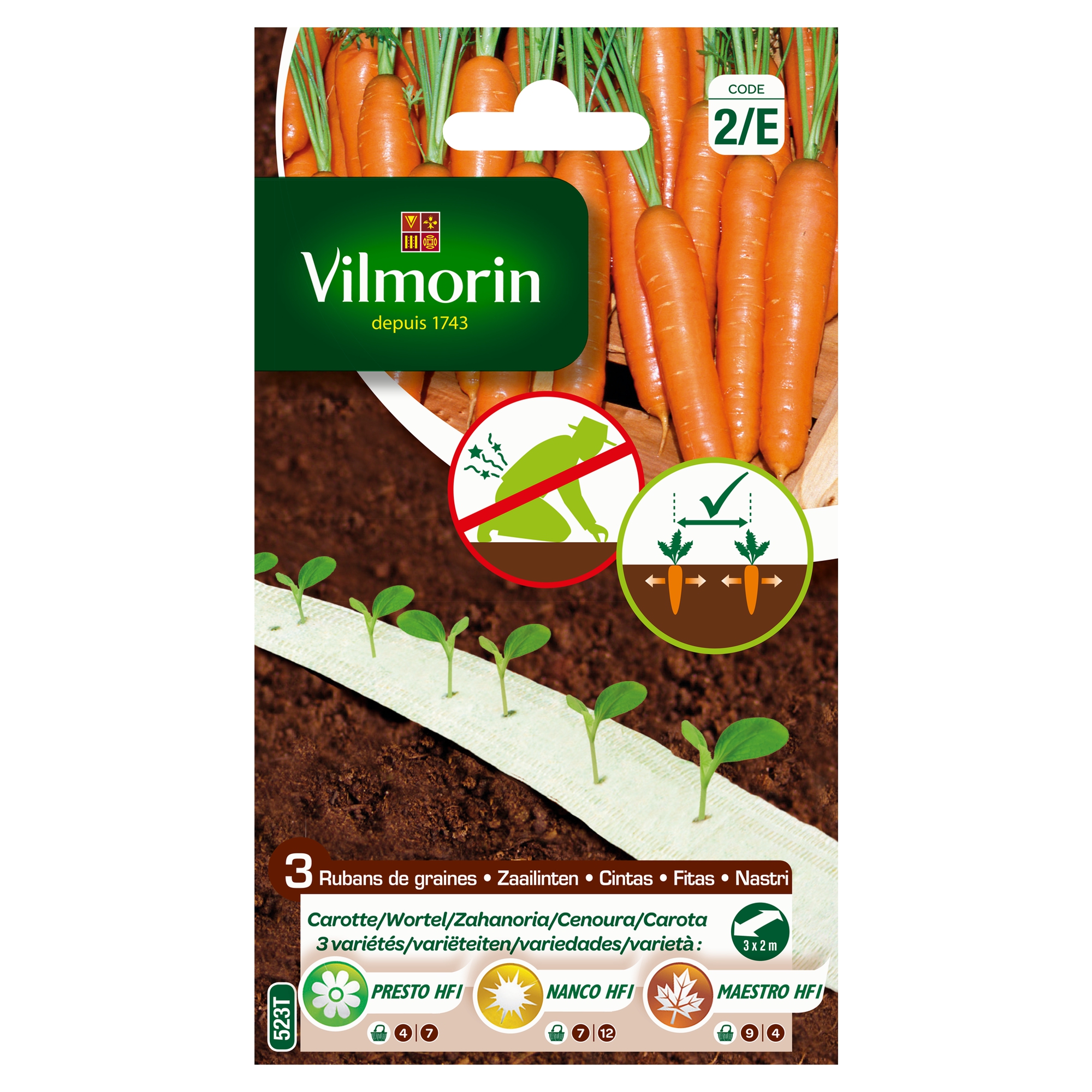 3 Saisons de Carottes - Ruban de graines - 6 m