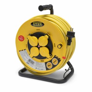 Enrouleur professionnel, 4 prises, H07RN-F3G2.5MM2, 25M , NF,CE - IP44. Tambour fixe - VELAMP - REELPRO-FR-25
