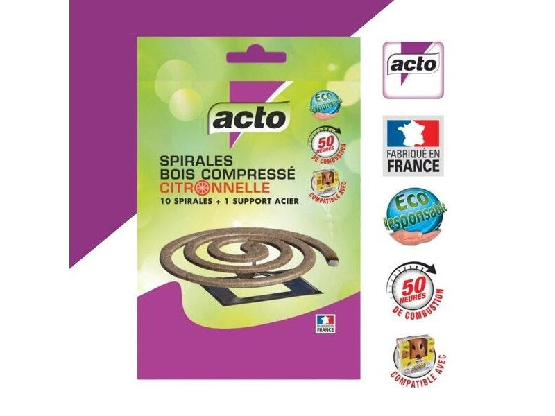 SPIRALES BOIS COMPRESSÉ CITRONNELLE - 50H DE DIFFUSION !