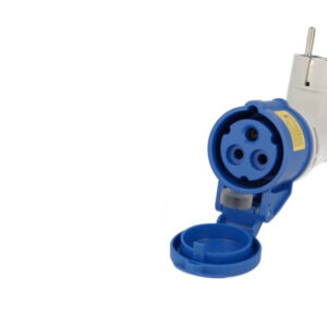 Adaptateur coudé prise française vers prise femelle CEE monophasée, 3 x 16A
