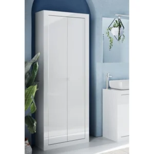 Armoire de salle de bain Basic LC Mobili 439015-20 70x35x195 cm 2 portes 5 étagères Blanc laqué