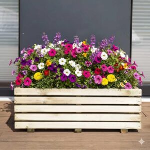 Bac à fleurs rectangle - Bois traité - 60 L