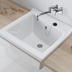 Bac à laver BLINK - 64 x 61 cm - Profondeur de la cuve : 30,2 cm - couleur : Blanc brillant