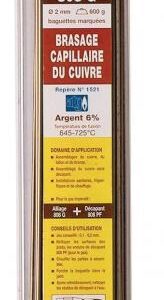 Baguette alliage de brasage autodécapant du cuivre - Ø2 mm - 808 g 2010 P - Longueur : 500 mm