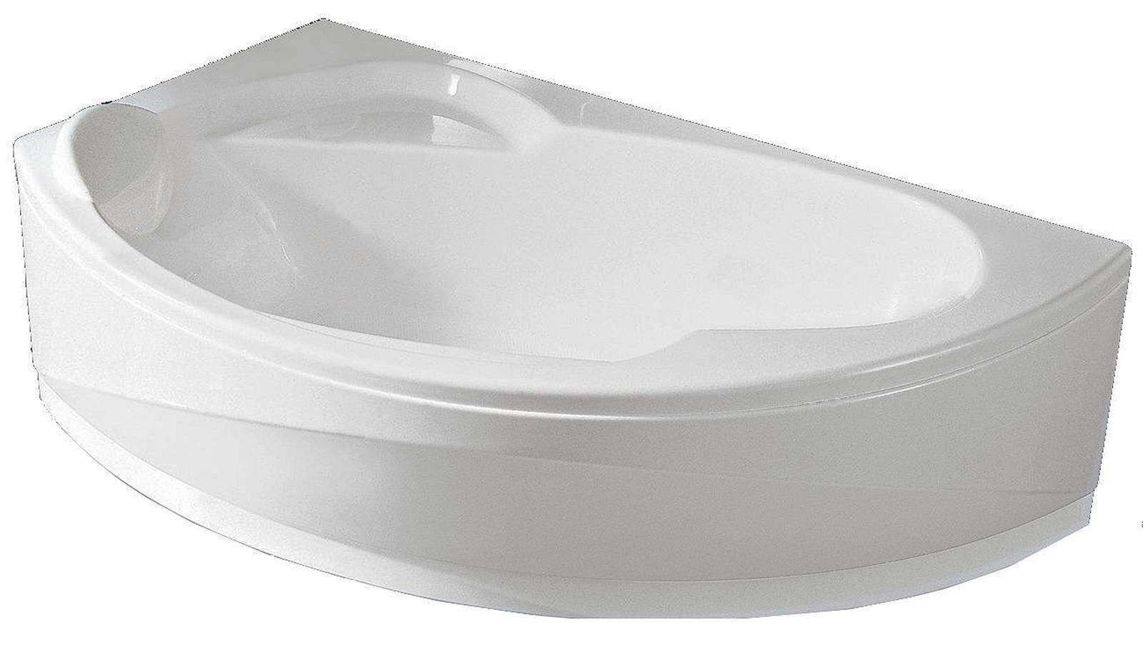 Baignoire d'angle asymétrique VOGUE - Angle à droite - Dimensions : 165 x 85 avec châssis tablier vidage - Couleur : Blanc