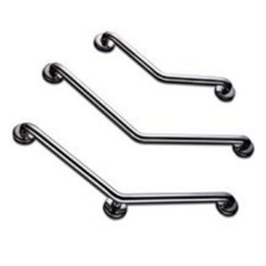 Barre d'appui coudée 135° verticale ou horizontale en inox poli - 3 points de fixation - 400x400 mm