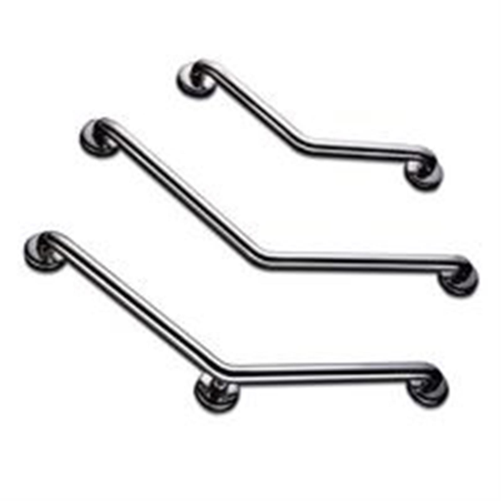 Barre d'appui coudée 135° verticale ou horizontale en inox poli - 3 points de fixation - 400x400 mm